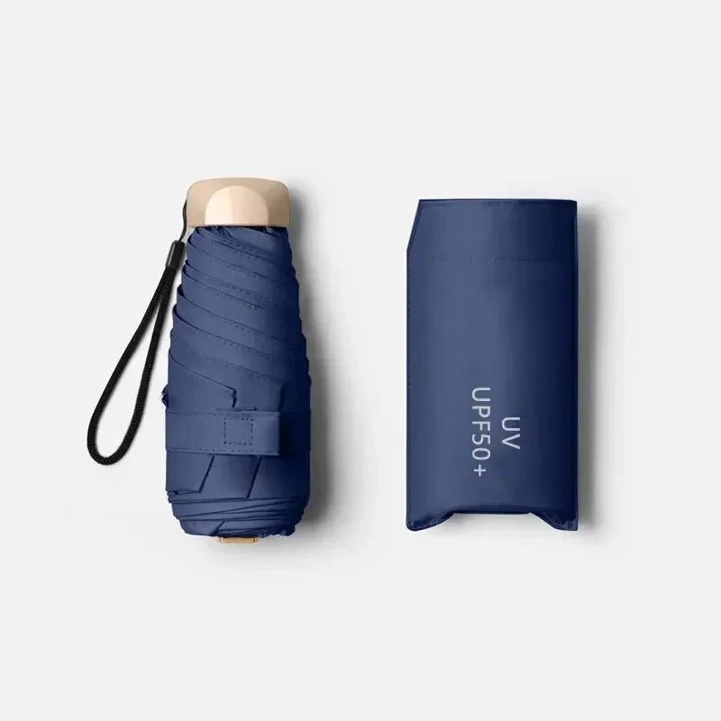 Mini Pocket Umbrella Portable Small Travel Rain Parasol Vinyl Folding Sun Shade Rainproof Umbrella UPF50+ Capsule Umbrellas