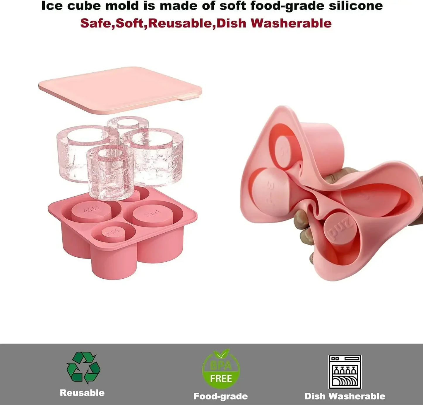 Cylindrical Ice Cube Mold for Tumblers