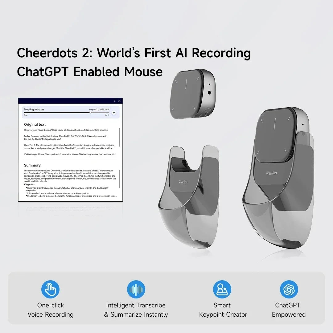 Detachable Laser Pointer Air AI Smart Bluetooth Mouse Wireless Touchpad Presenter Remote Voice Recording Deepseek Business Mouse