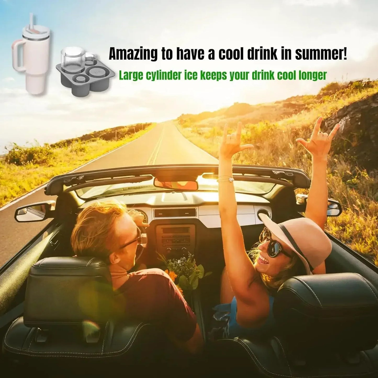 Cylindrical Ice Cube Mold for Tumblers
