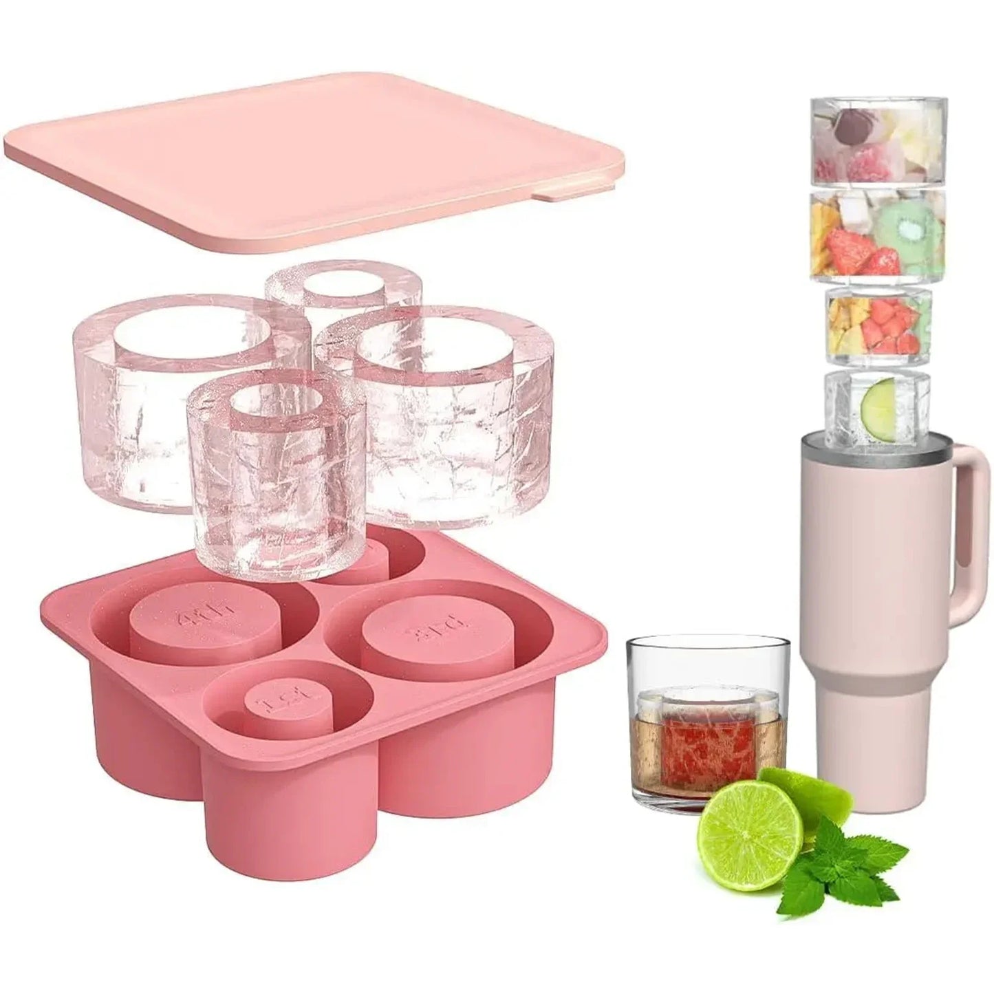 Cylindrical Ice Cube Mold for Tumblers