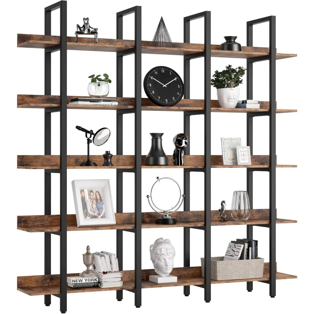 5-Tier Triple Wide Bookcase