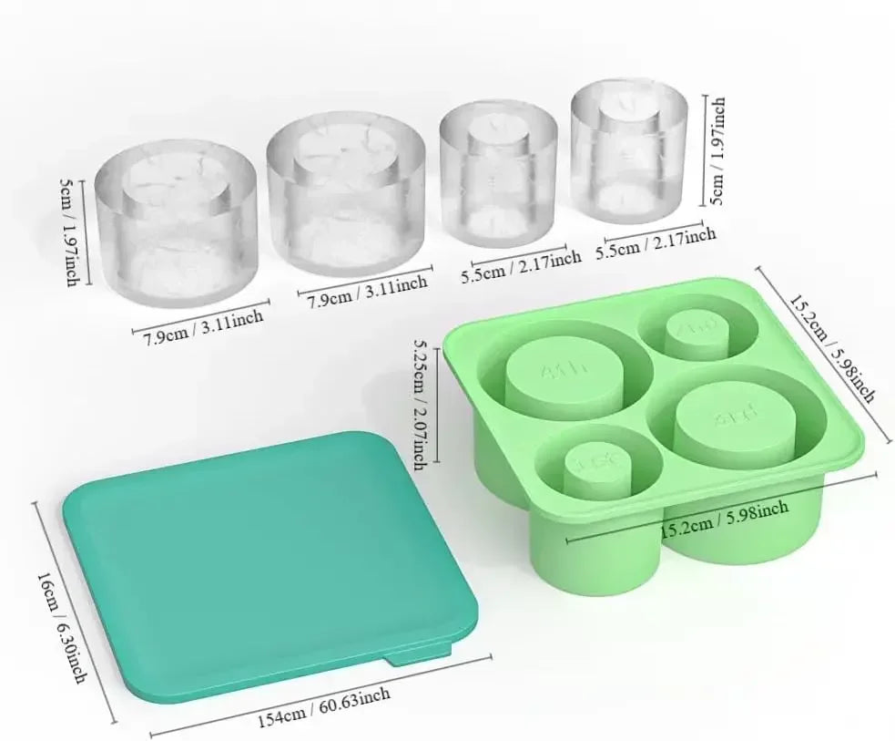Cylindrical Ice Cube Mold for Tumblers
