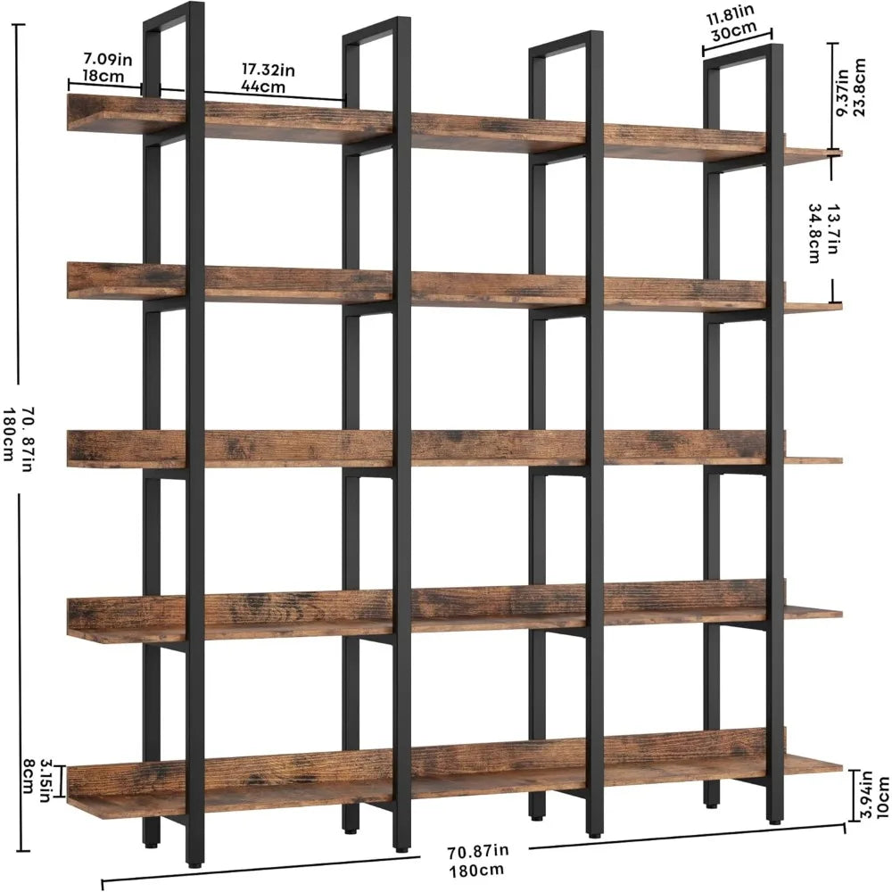 5-Tier Triple Wide Bookcase