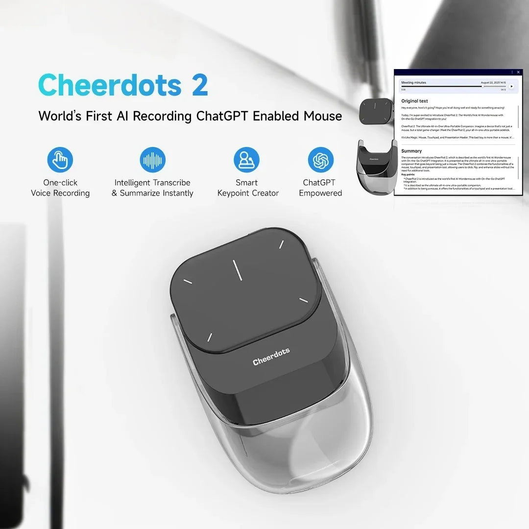 Detachable Laser Pointer Air AI Smart Bluetooth Mouse Wireless Touchpad Presenter Remote Voice Recording Deepseek Business Mouse