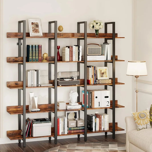 5-Tier Triple Wide Bookcase