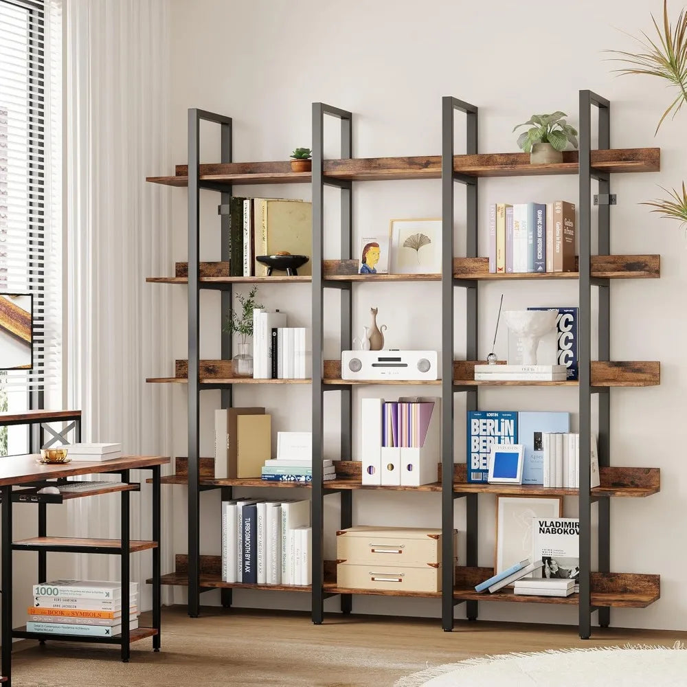 5-Tier Triple Wide Bookcase