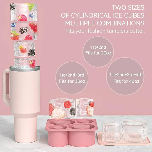 Cylindrical Ice Cube Mold for Tumblers