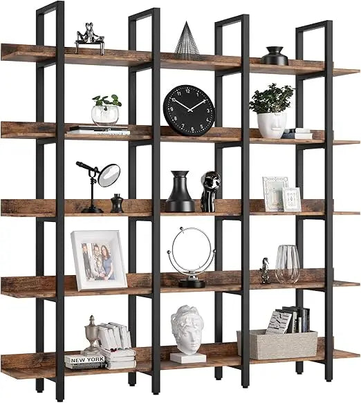 5-Tier Triple Wide Bookcase